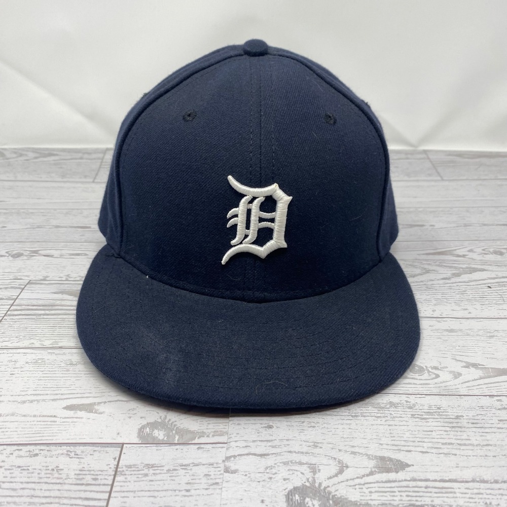 Detroit Tigers New Era 59FIFTY Fitted Baseball Cap Navy Blue Size 7 3/8